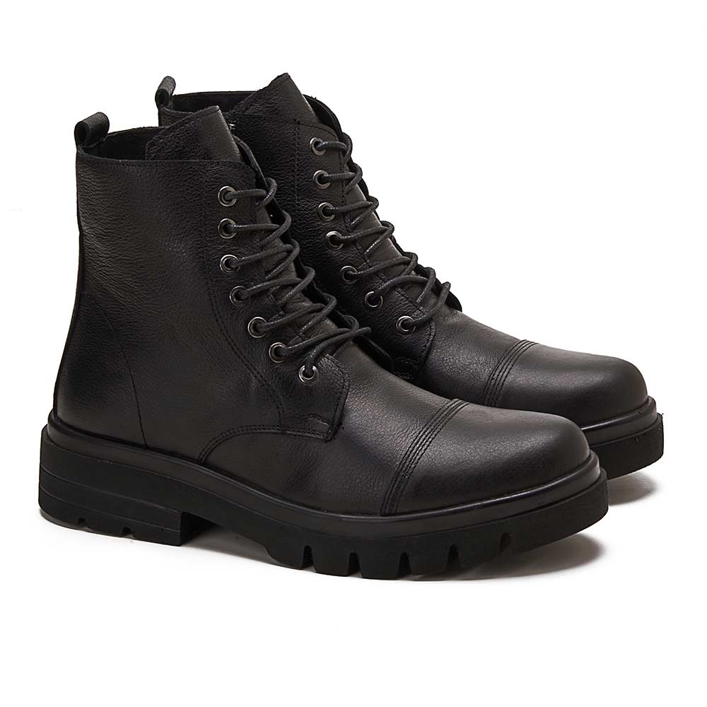 Black leather clearance high top boots